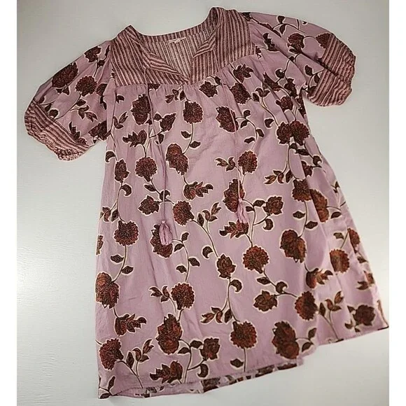 Knox Rose XL | Boho Peasant Prairie Western Ditsy Floral Bubble Sleeve Dress - Picture 4 of 7